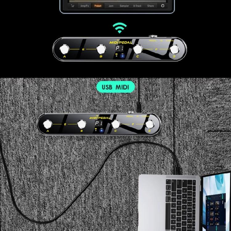 Controller MIDI a Pedale Wireless Preimpostazioni Compatibilità Software Trasmissione Stabile Ricevitore a Pedale Texture Plastica