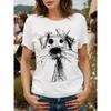 Summer New 3d Dog Print T-shirt Cute Animal Pattern Round Neck Short-sleeved Fashionable and Interesting Ladies Top