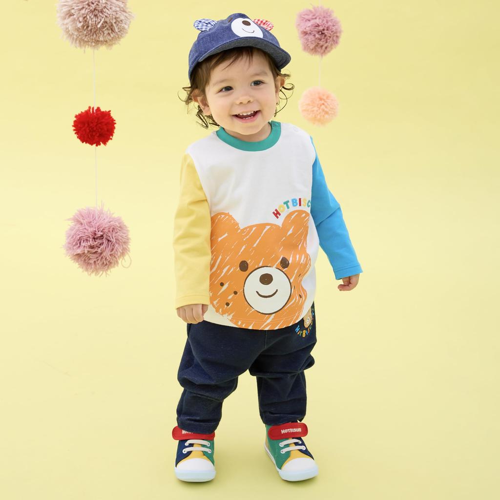 Miki House Hot Biscuits Long Sleeve T-Shirt, Boys and Girls, Baby, Kids, Children's Clothing, Orange, 80cm, 73-5202-140