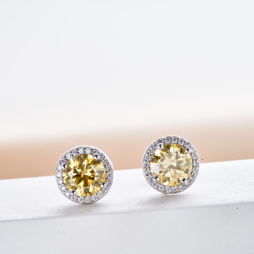 925 Silver 1 Carat Moissanite Round Earrings Engagement Wedding Daily Work Party Travel Luxurious Gift For Women