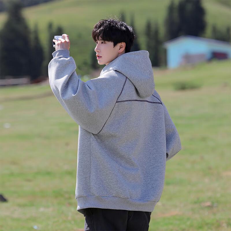 VUUG Men's Solid Color Hooded Cardigan Sweatshirt