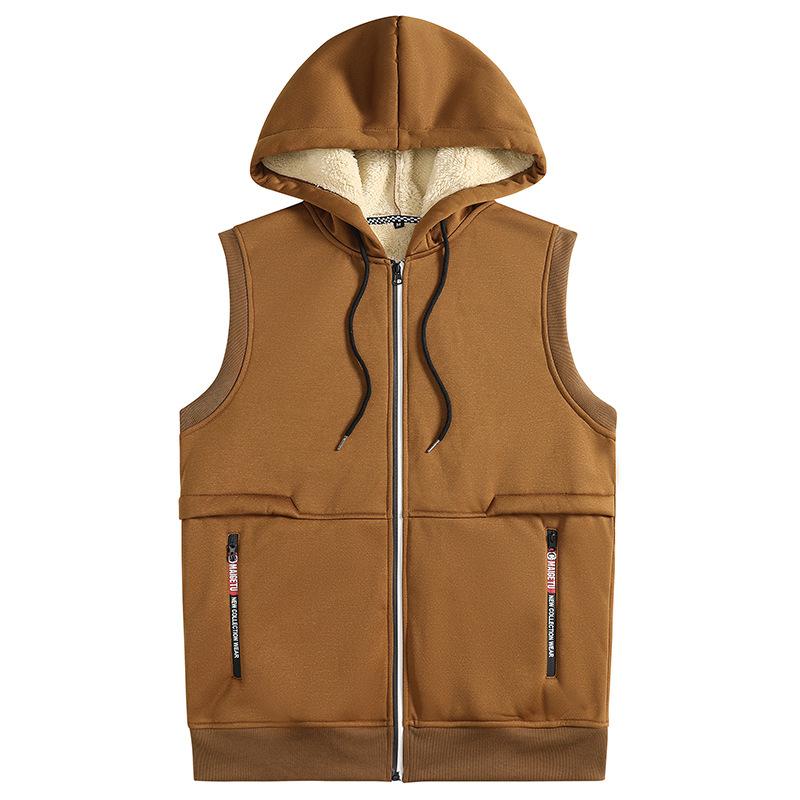 Giacca da uomo in peluche di lana filata di agnello con cappuccio e vestibilità ampia Abbigliamento da uomo