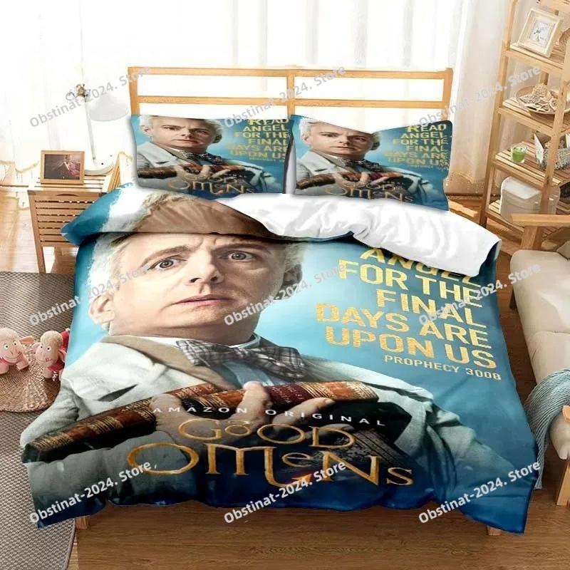 3D Good Omens Movie Angels Bedding Set Printed Bed Set Duvet Cover Sheet Pillowcase Bed Soft Quilt Cover Full Queen King Size