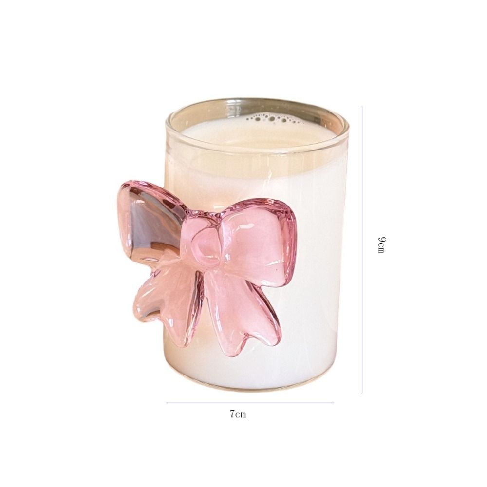 Niedliche Transparente Rosa Schleife Glas Hoch Borosilikat Hitzebeständig Milchglas Tasse 3D Trinkgläser Zuhause