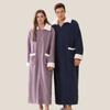 Men's Plush Bathrobe Zipper Up Long Housecoat Winter Warm SPA Fleece Duster Robe with Pocket Flannel Full Length Loose Fit Nightgown Sleepwear for Men