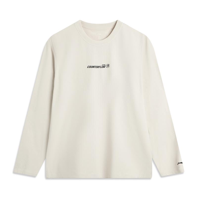 Li-Ning Comfortable Minimalist Letter Print Round Neck Loose Long Sleeve T-Shirt Men tops ATLV215-2