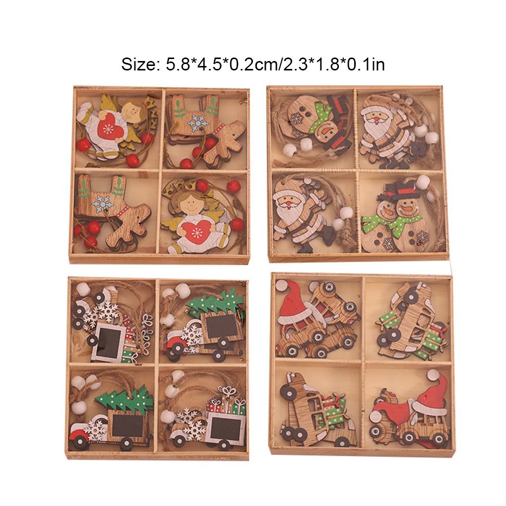 12 Bucăți Pandantiv Crăciun Lemn Agățat Pom Crăciun Semineu Perete Decor Fereastră Ornament de Petrecere pentru Copii