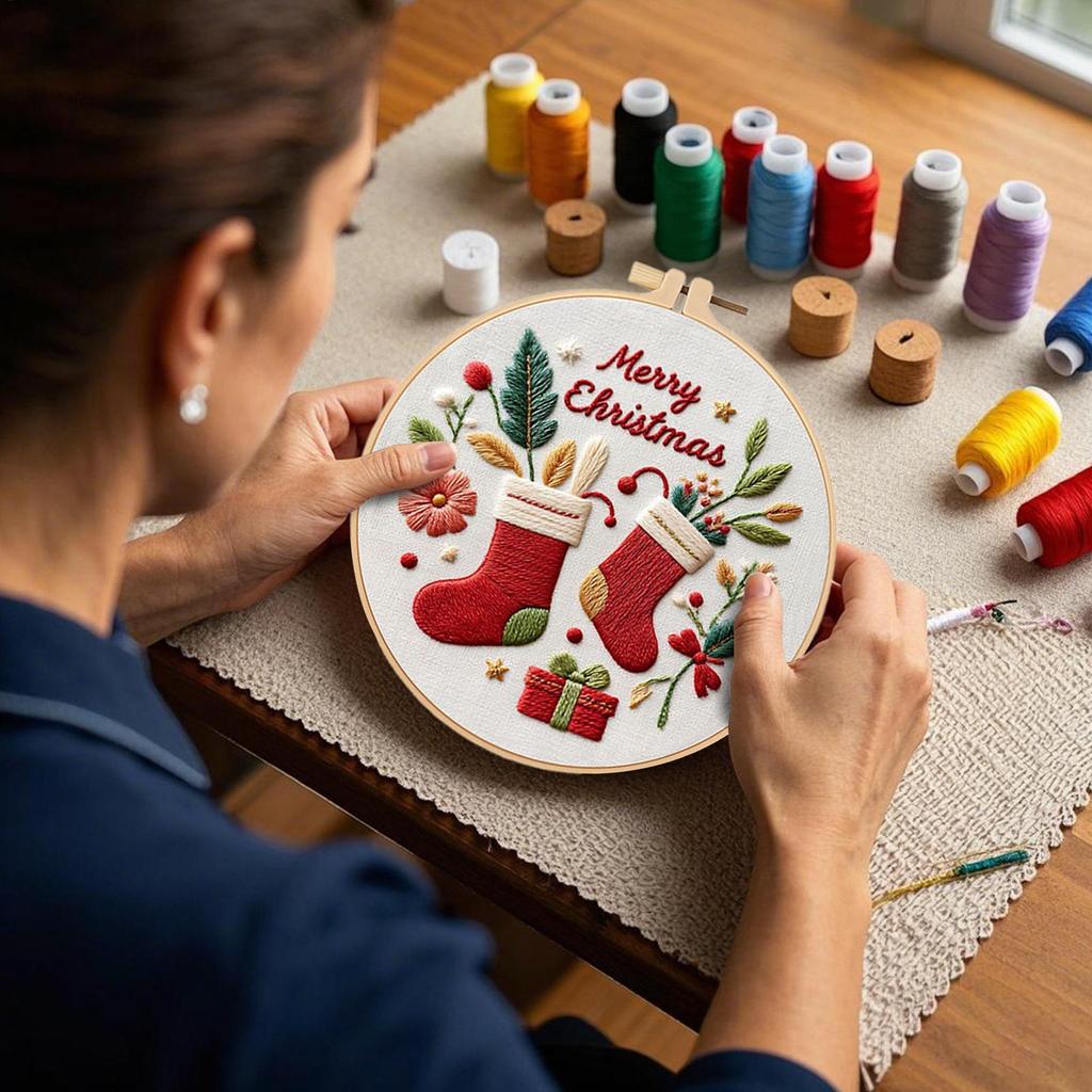 Christmas Embroidery Kits For Beginners 3 Pieces Winter Holiday Handcraft Set Christmas Cross Stitching Kits For Women Adults