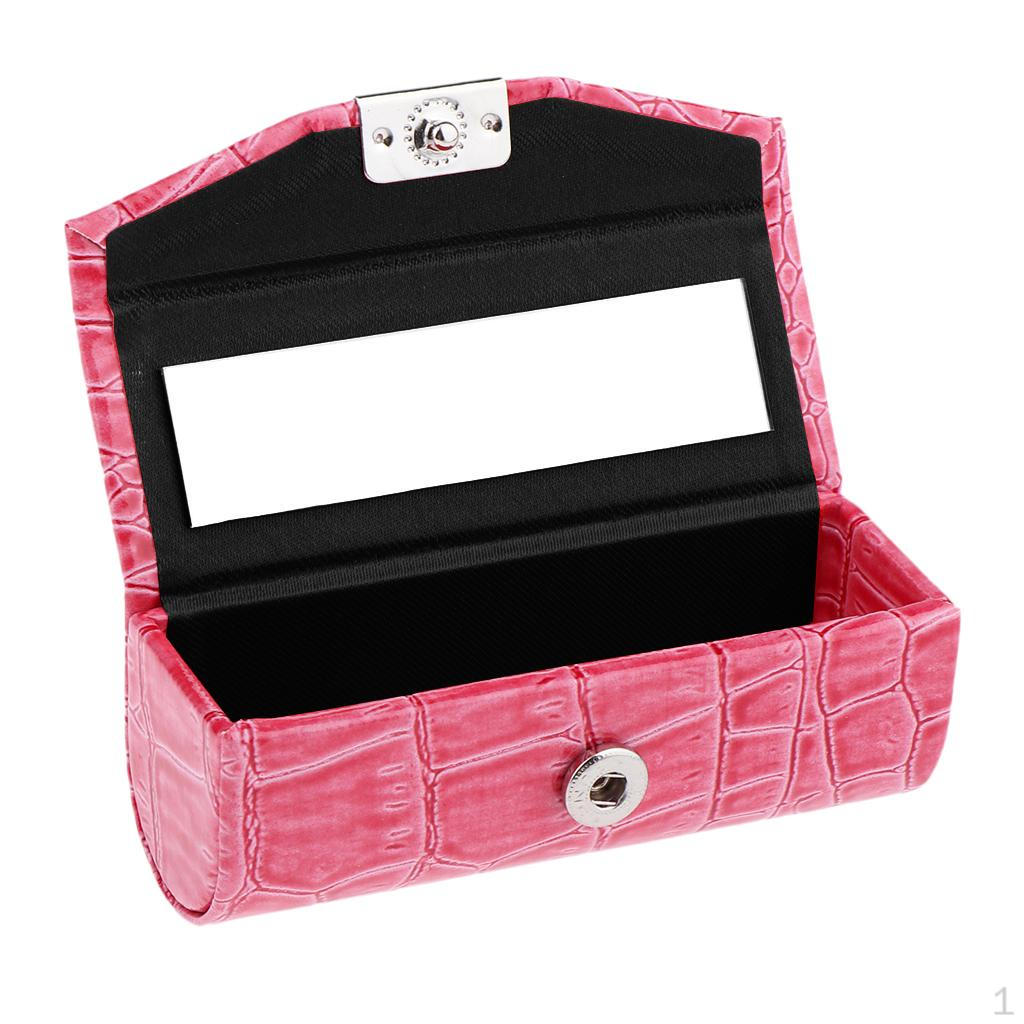 

Case with Cosmetic Mirror - Small Organizer Bag for Purse PU Leather Rose Red