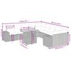 11-teiliges graues Gartensofa-Set mit Kissen Poly-Rattan