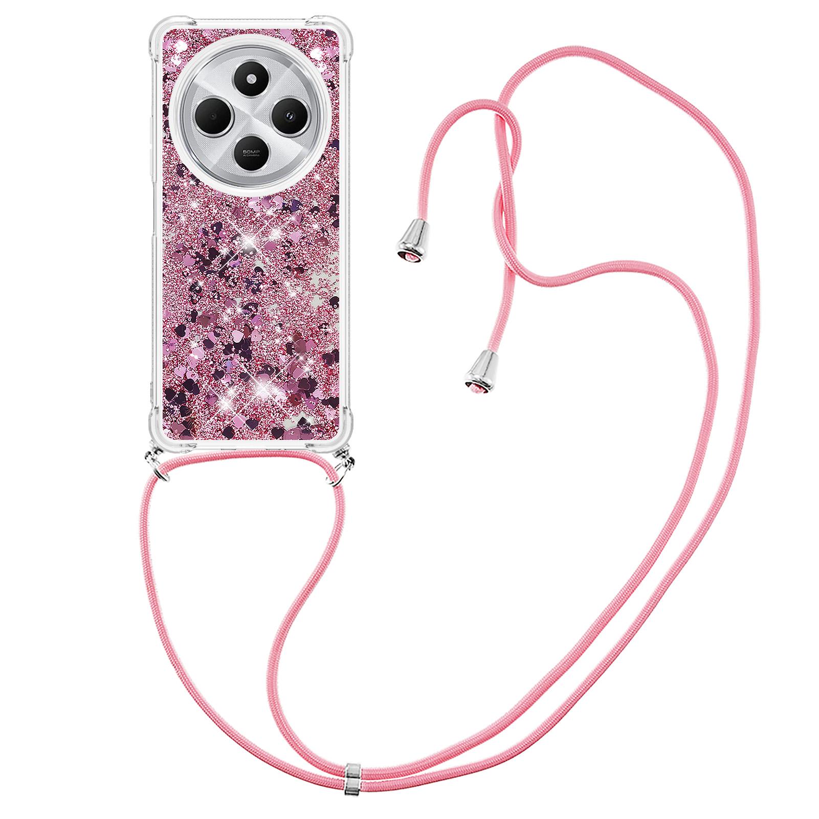 

Для Xiaomi Redmi 14R 5G/Poco C75 4G/Redmi 14C 4G ТПУ Чехол Дизайн «Зыбучие пески» Чехол для телефона со шнурком Rose Gold/Hearts