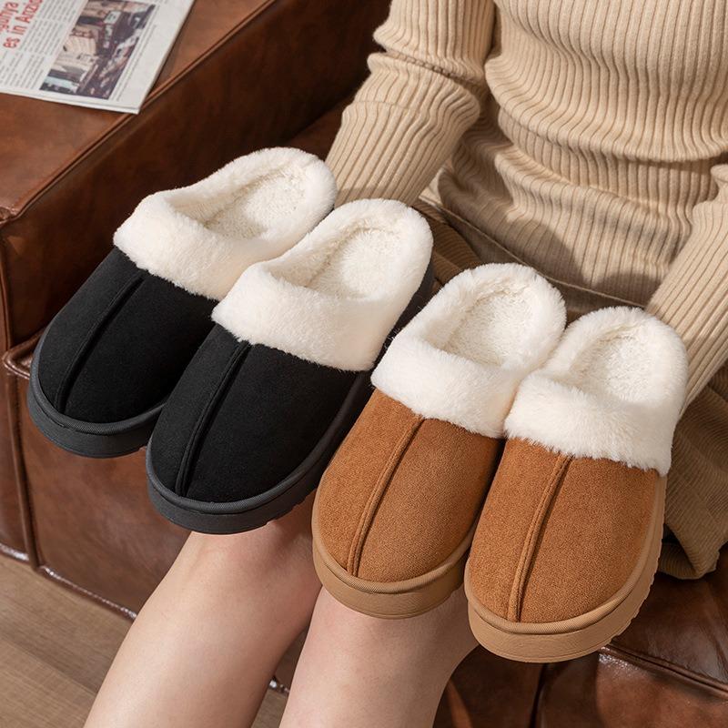New autumn and winter cotton slippers women's home household couple indoor and outdoor warm thick-bottomed fluffy slippers men