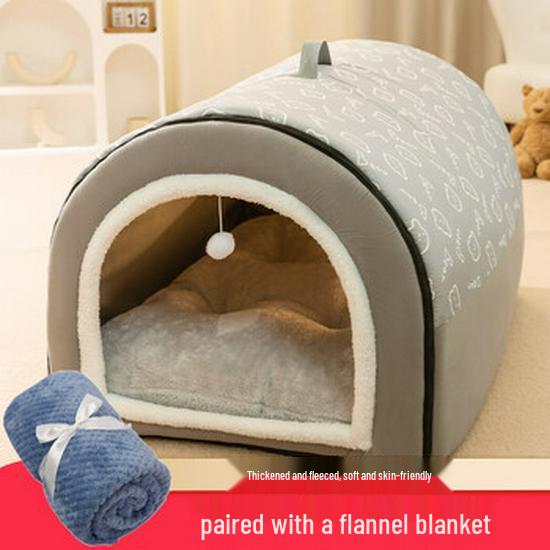 Arc-Shaped Thickened Pet Nest for Autumn and Winter - Large Space Cat and Dog Bed, Removable