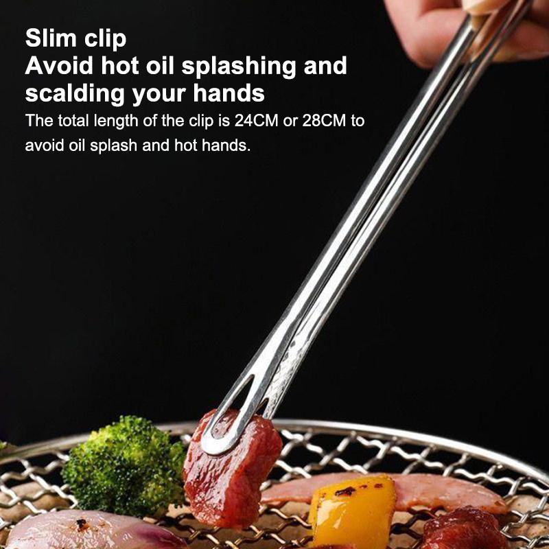 Stainlesssteel Foodclipskitchen Clips Korean Barbecue Tweezers Extended Barbecue Clips Suitable For Home Vegetable/Meat Barbecue