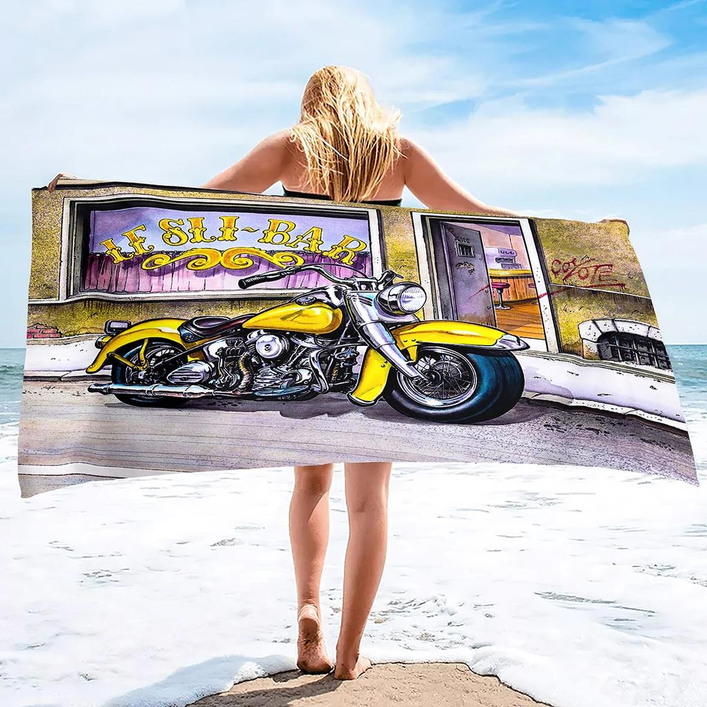 Quick Dry Beach Towels Motorcycle Vehicle Sand Free Ultra Cozy and Bath Towels Water Absorbent Oversize Beach Towel for Boys Men