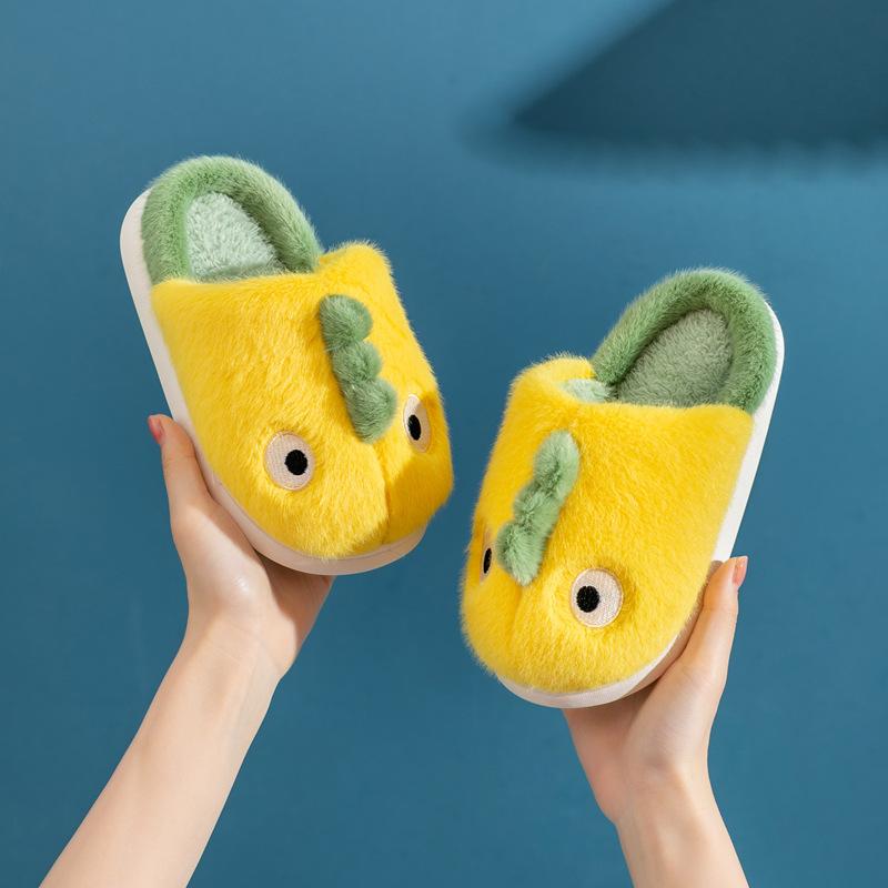 Новые детские хлопковые тапочки Cixi Yunuo Shoe Factory, домашние детские тапочки Mengmenglong, домашние нескользящие и водонепроницаемые тапочки для одноклассников 24-25 жёлтый