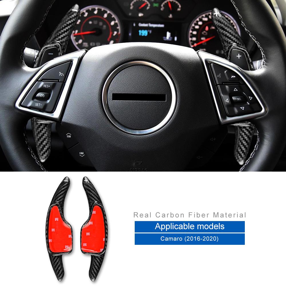 Real Hard Carbon Fiber For Chevrolet Camaro 2016 2017 2018 2019 2020 2021 2022 2023 Car Steering Wheel Paddle Shifter Sticker