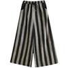 Retro Literary Casual Cotton and Linen Striped Wide-leg Pants for Women In Spring and Autumn New Casual Bottoming Trousers