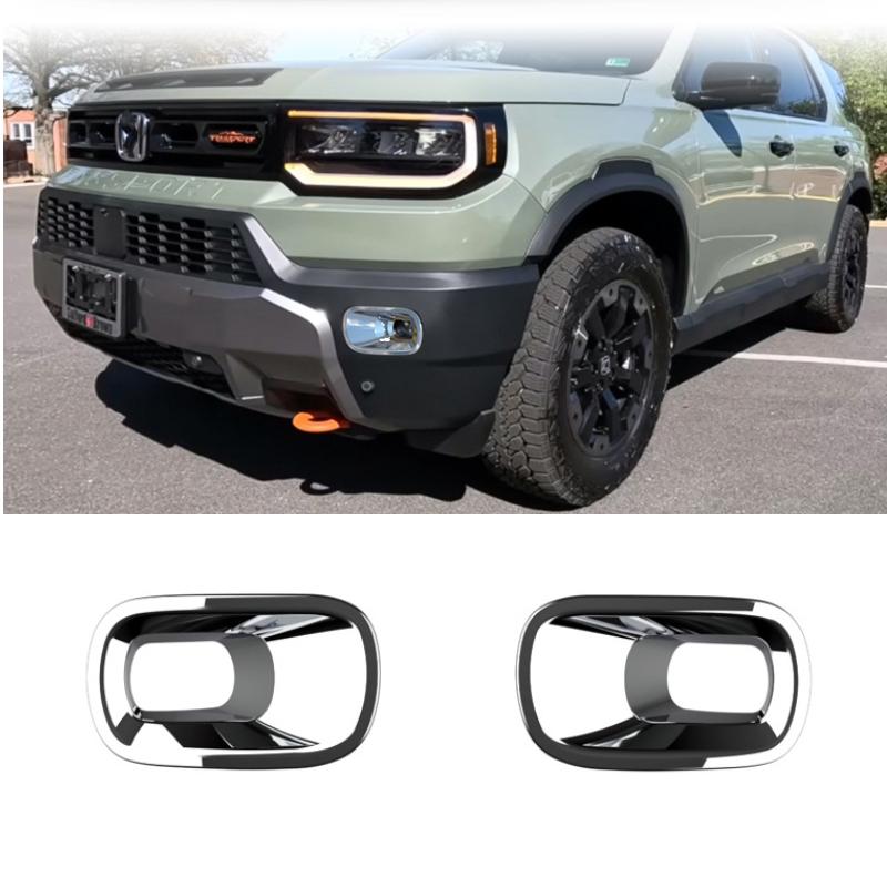 For Honda passport 2025 2026  ABS black Front rear Bumper Fog Light foglight lamp cover Trim Fog light Bezel cover Accessories Front ABS chrome