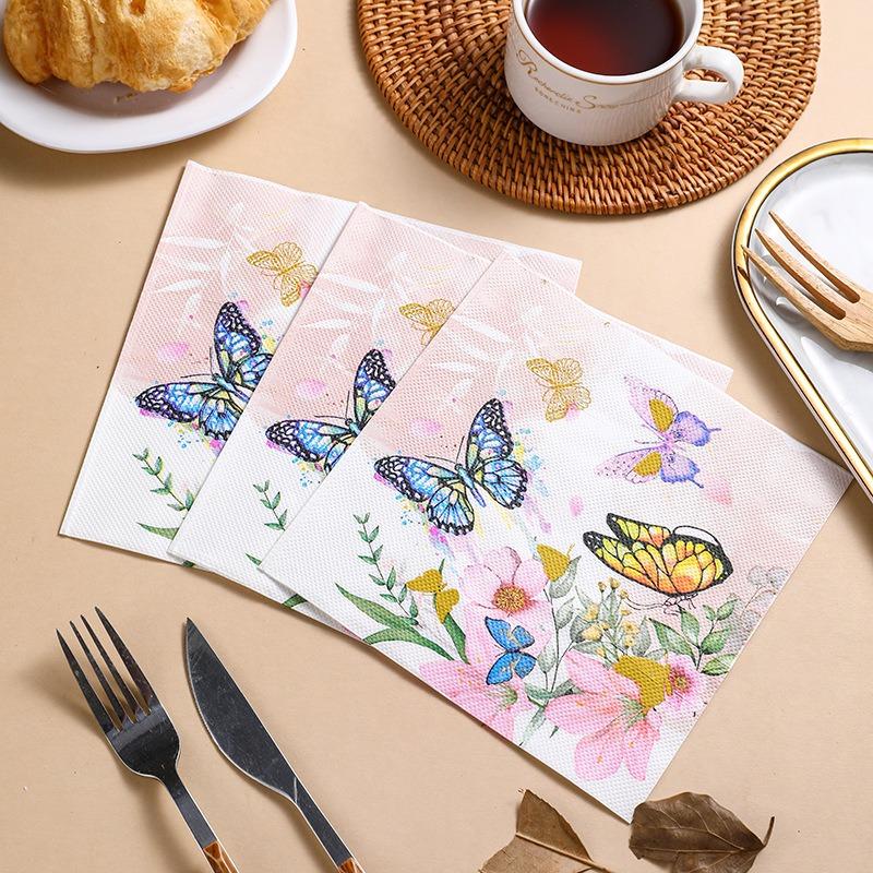 20Pcs/pack 33x33cm Flower Printed Paper Disposable Table Dinner Napkin Tissues Wedding Party Decoration