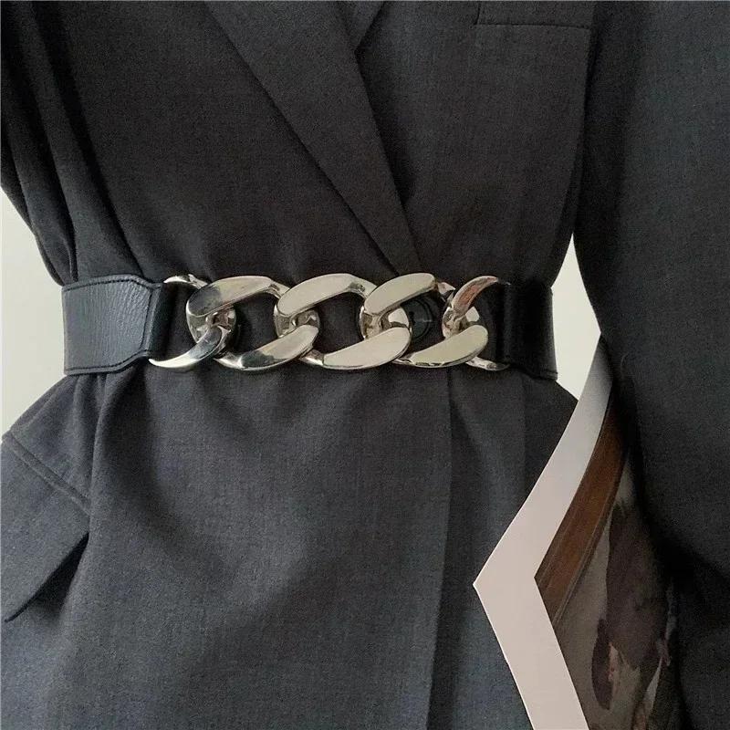 Elegant Fashion Gold Sliver Chain Belt Elastic Silver Metal Waist Belts Stretch Cummerbunds Coat Waistband Accessories Gifts