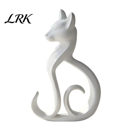 Cat Figurine 3D Printed Figurine, Minimalist Elegant Sitting Sculpture, Burr-free Figure Modern Animal Ornament for Home Office Desk Shelf Decor