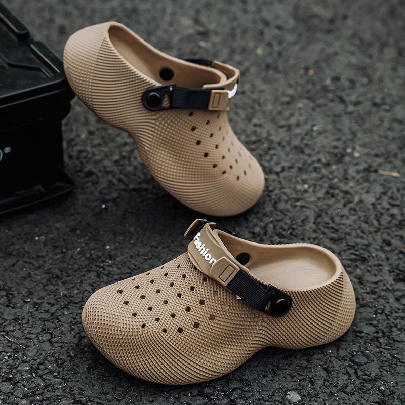 New Summer Fashion Couple Slippers Eva Baotou Men'S Sandals Outdoor Thick Bottom Hole Shoes Luxury Beach Men Garden Shoes