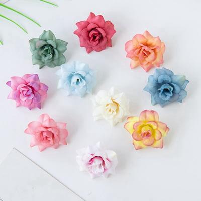 20pcs Silk Small Multicolor Rose Head For Christmas Decoration Wedding Home Living Room Bonsai Vase Accessory Artificial Flowers