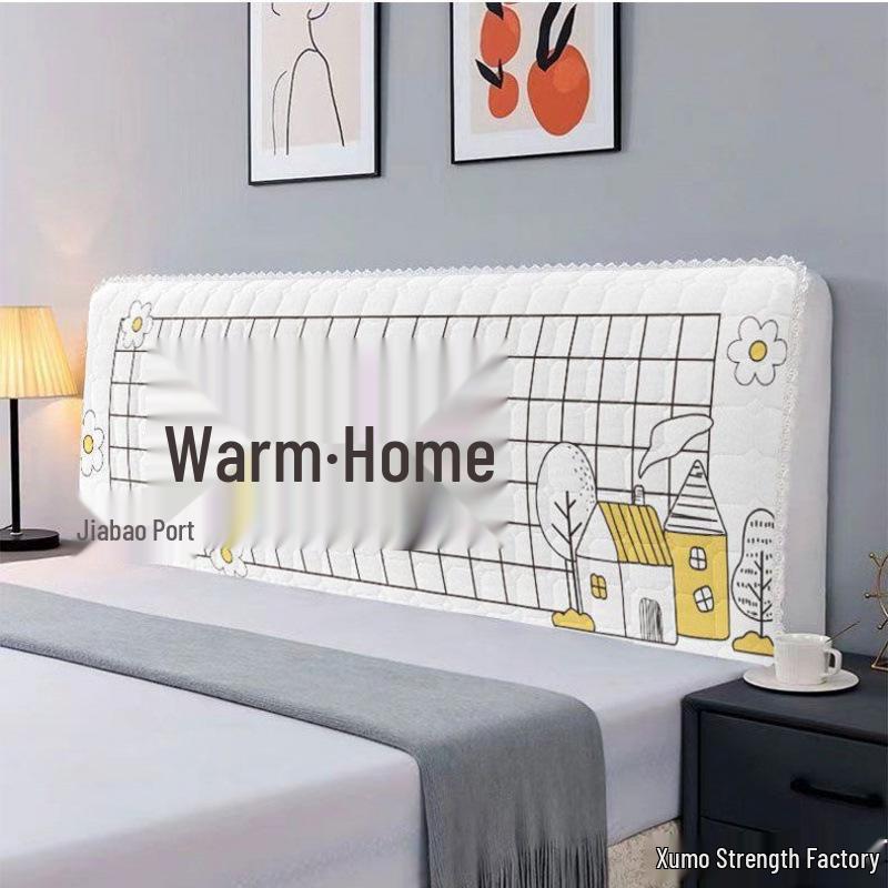 European-Style Quilted Headboard Dust Cover: Thickened Soft Upholstery, Solid Wood Compatible, Full Coverage Protection.