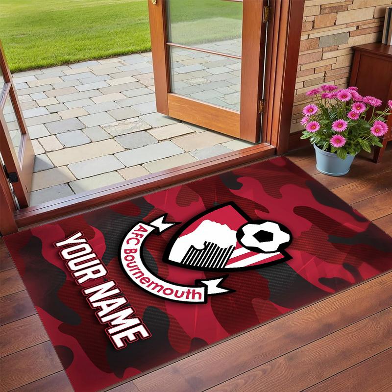 Crystal Velvet Rug Custom Name Text, Soft Non Slip Floor Mat Home DecorBournemouth Football