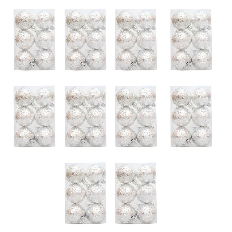 

10 Boxes Christmas Tree Hanging Pendants Electroplated Baubles for Holiday Decoration Indoor and Outdoor Ornaments серебряный