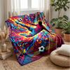 Soccer Passion In Flames Theme Blanket Lightweight Warm Flannel Blanket Decorative Throw Blanket for Home Decoration
