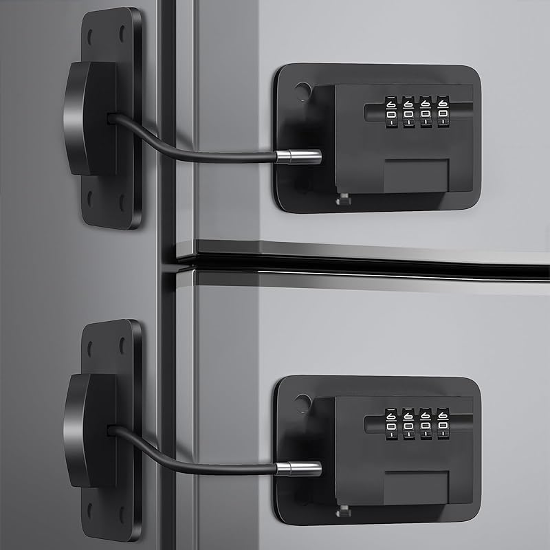Refrigerator Lock 2 Pack, Cabinet Lock, Child Safety Cabinet Locks, Refrigerator Fridge Freezer Door Lock with Password, for Fridge, Cabinets,