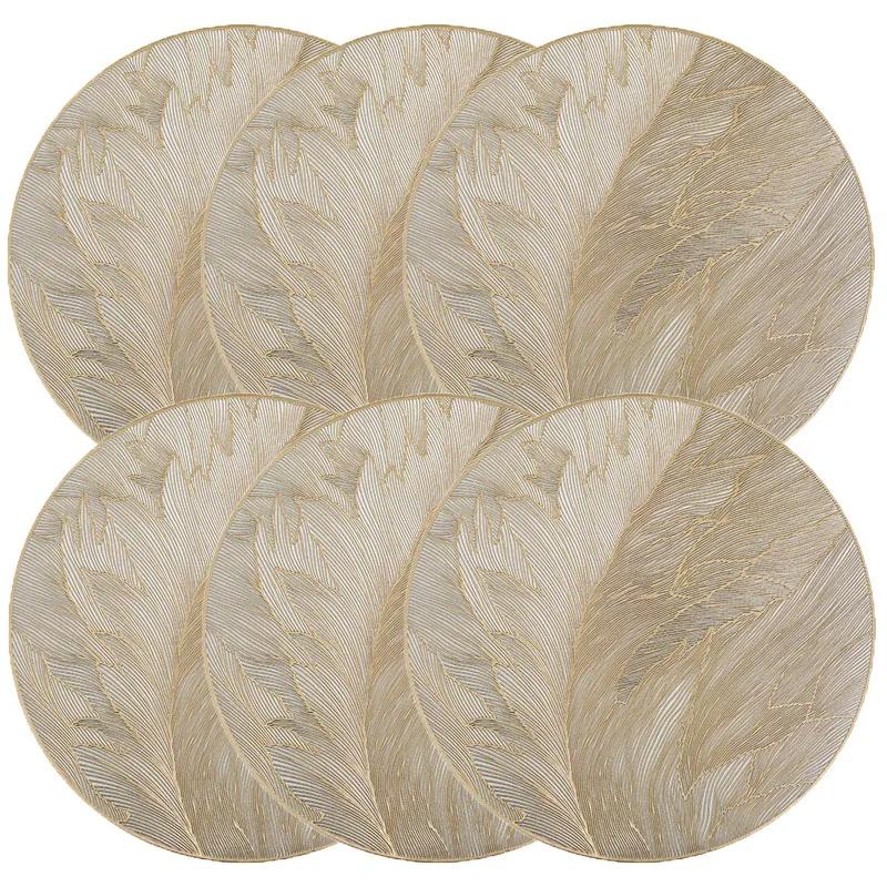 Round Vinyl Placemats Pressed Heat Resistant Non-Slip Table Mats for Dinner Wedding Party Holiday Table Decoration