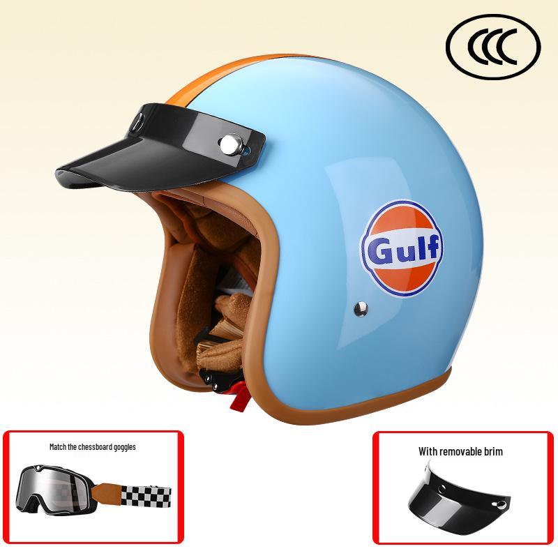 Retro 3C-Certified Unisex Motorcycle Helmet, All-Season 3/4 Design for Motorbike & Electric Bike