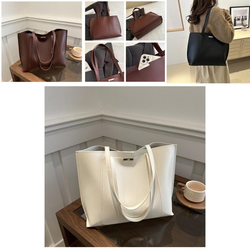 Chic Vintage Style Fashionable Shoulder Tote Bag For College Students In Brown And Black