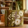 Vintage Women Quilted Tote Bag 3D Printed Patterns Cotton Travel Handbag Large Capacity Lightweight Shopping Bag Lady Girl Shoulder Bag Handbag