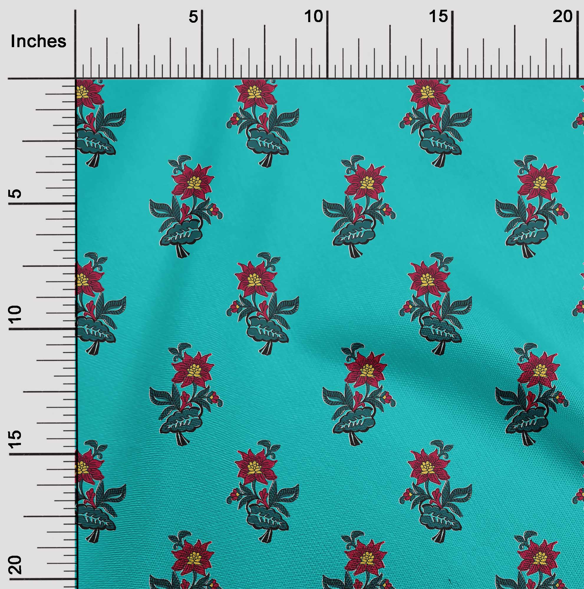 

OneOone Cotton Flex Тканина з листям і квітковим принтом 1 ярд 40 дюймів 42 Inch - Viscose Chiffon синій