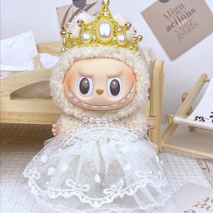 17cm Labubu Doll Formal Wedding Attire: Silicone Couple Dress & Suit