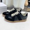 Daily Derby Shoes Woman Men Genuine Leather Patchwork Round Toe Tennis Shoes Lover'S Springtime Lace-Up Athletic Shoes Walk Shoes Male