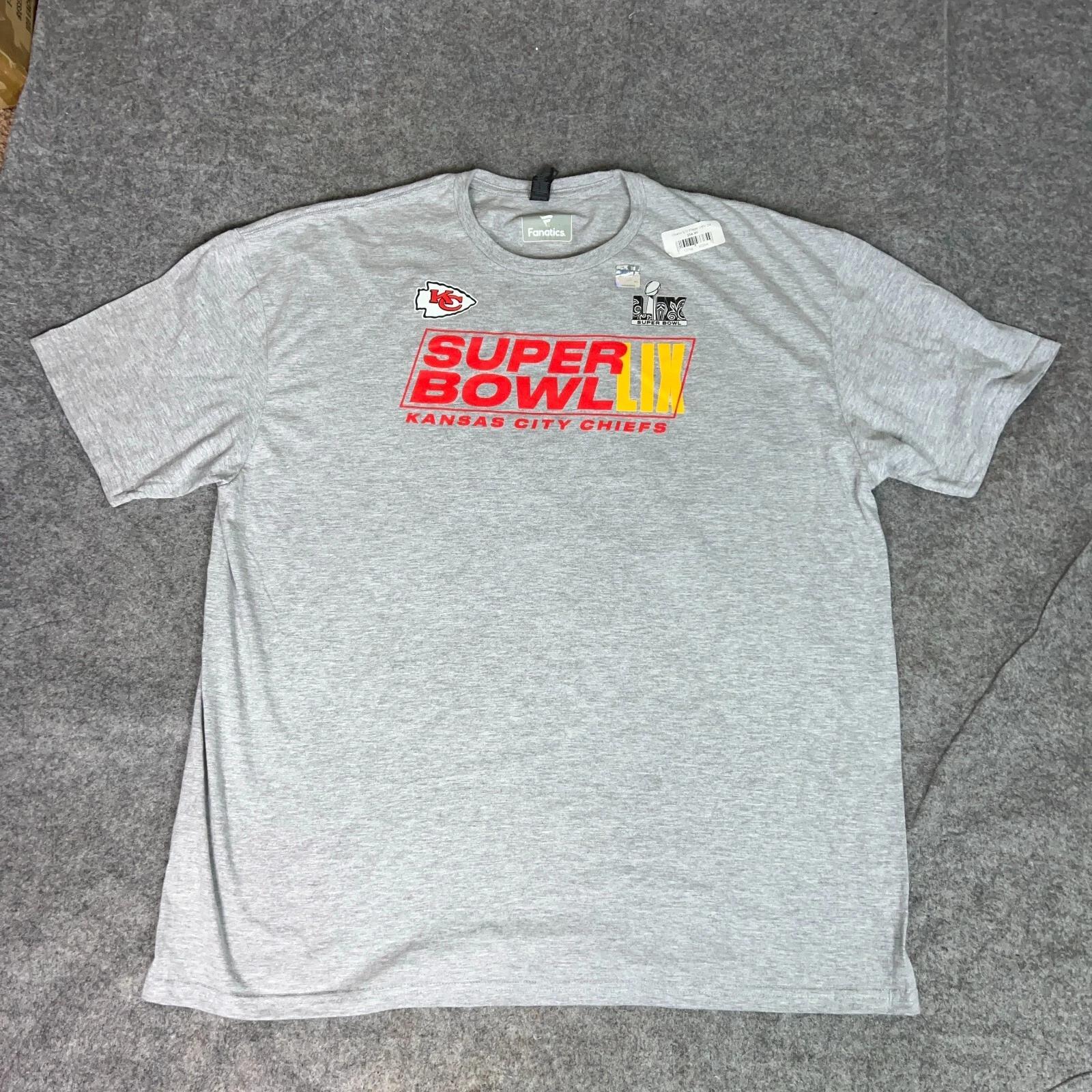 Мужская футболка Kansas City Chiefs 3XL XXXL Серая Футболка T Super Bowl LIX 59 Футбол NFL 4XL