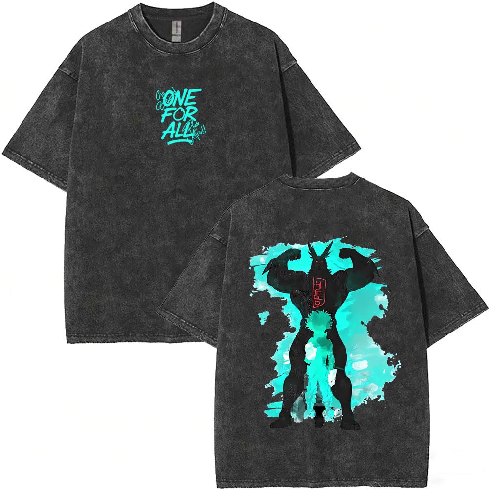 Washed Vintage Anime My Hero Academia Himiko Toga Graphic T-shirt ga Casual T-shirts Unisex Y2k Oversized T Shirts