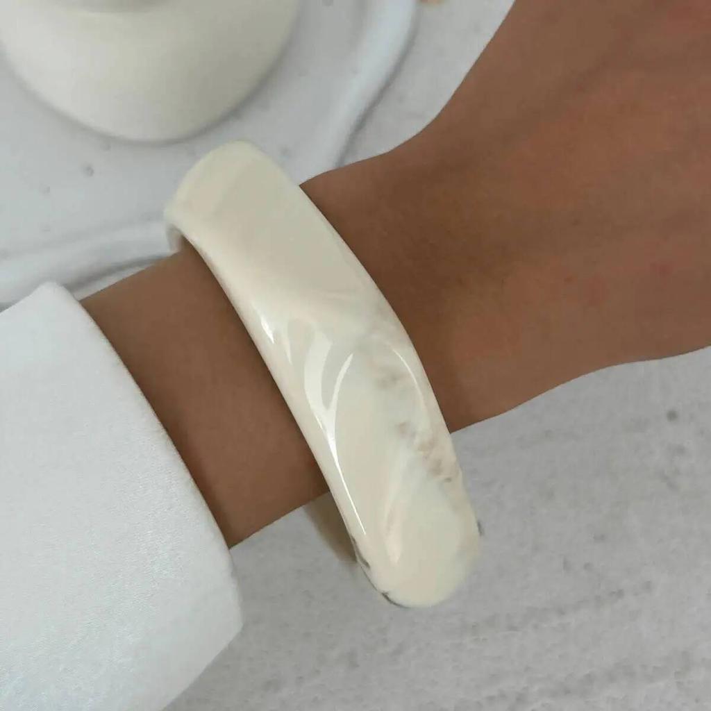IngeSight.Z 3 Styles Exaggerated Vintage Resin Acrylic Bangle Women Punk HipHop Irregular Geometric Wide Bracelet Couple Jewelry