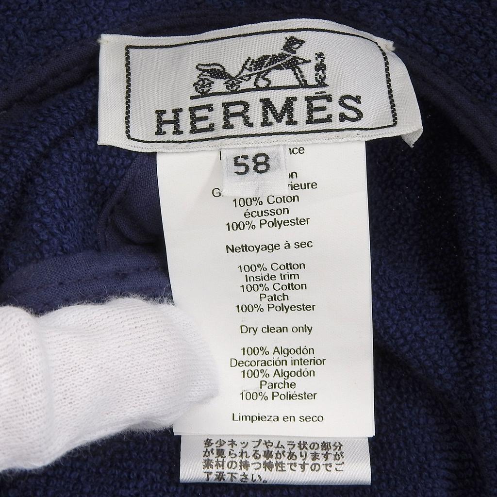 Excellent HERMES Hat Harper Bucket Hat Blue Cotton Women 58 Used