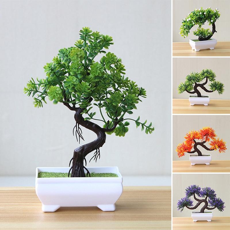 Plastic Artificial Plants Home Decoration Artificial Flowers Potted Bonsai Small Tree Pot Fake Plant Potted Ornaments Halloween