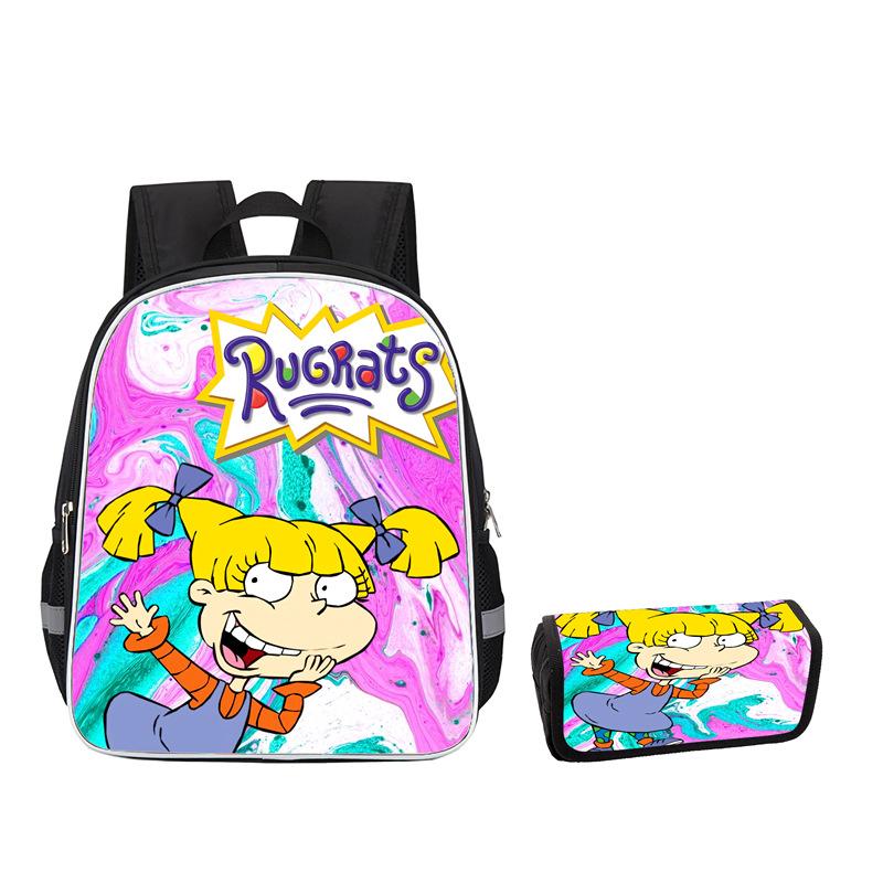 Rugrats High Definition Printing Oxford Leisure Spine Care Burden Reduction Storage Box Pencil Case Large Capacity Schoolbag