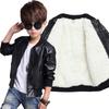 Boys Winter Plus Velvet Thick Leather Jacket Coat