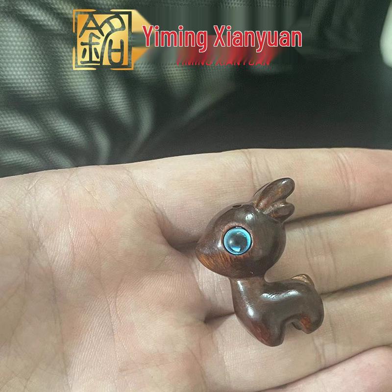 Painted Wood Pendant Keychain - Green Sandalwood, Little Deer, Rosewood, Ebony DIY Jewelry Accessory