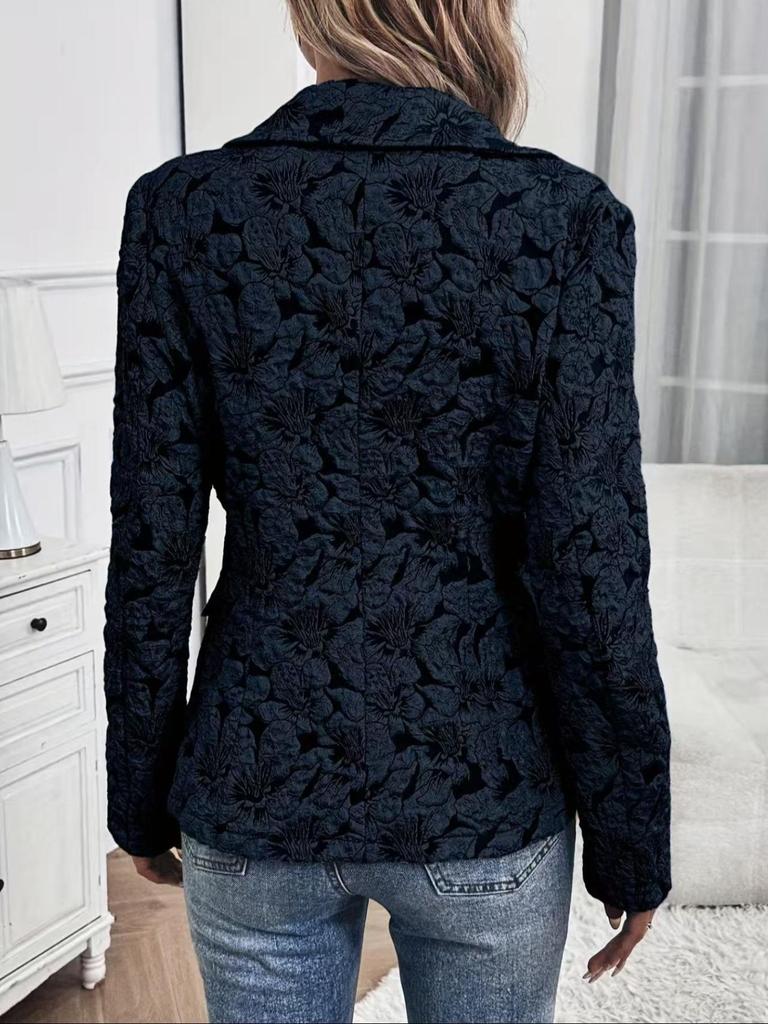Casual Women's Spring/Autumn Retro Lily Jacquard Slim Fit Short Jacket
