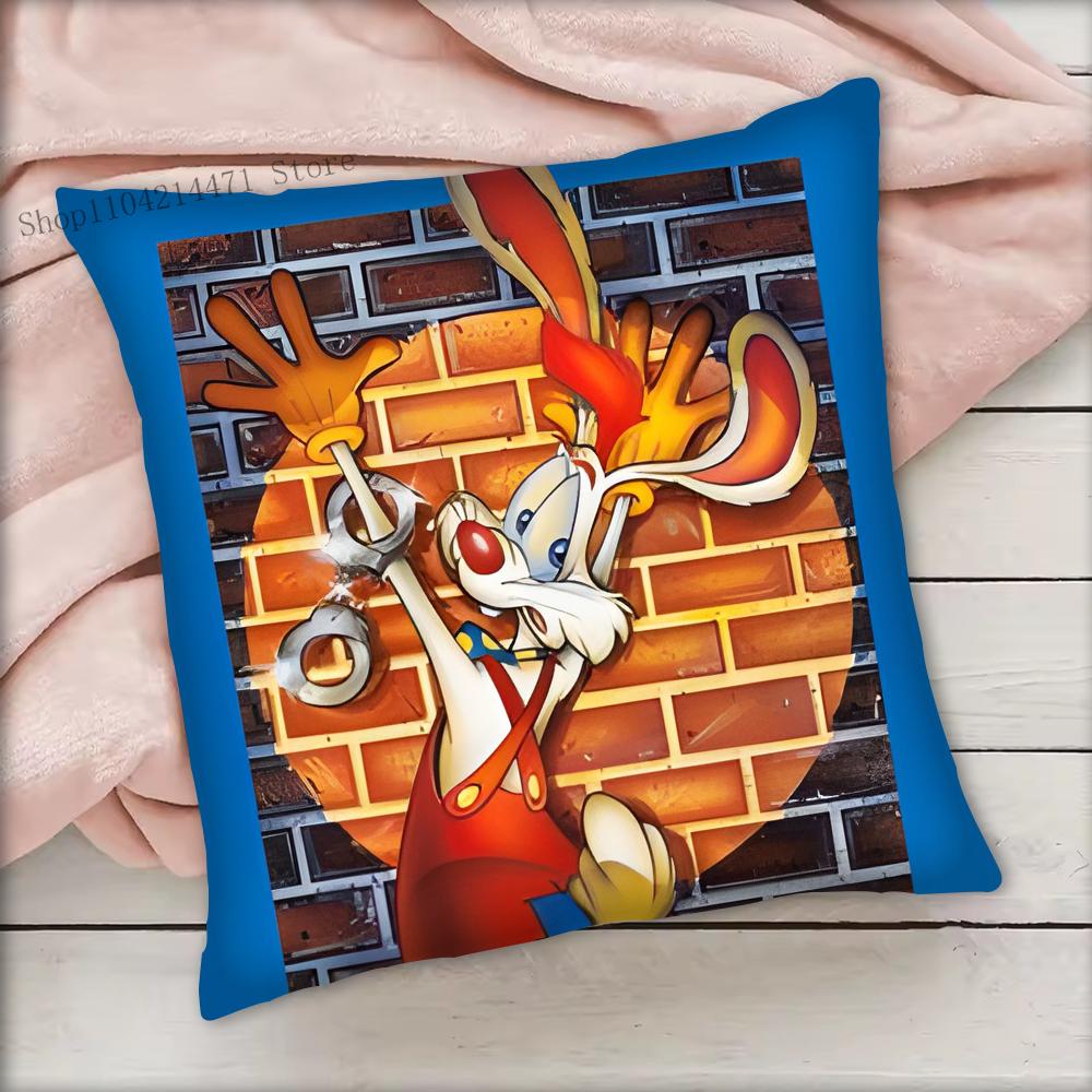 Cartoon Animation R-Roger R-Rabbit Pillow Case Square Bedroom Sofa Leisure Comfort Cushion Car Living Room Home Decoration